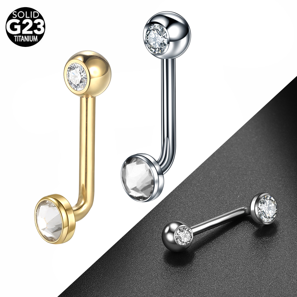 Body Jewelry Vch - 1PC G23 Titan CZ Gebogene Barbell