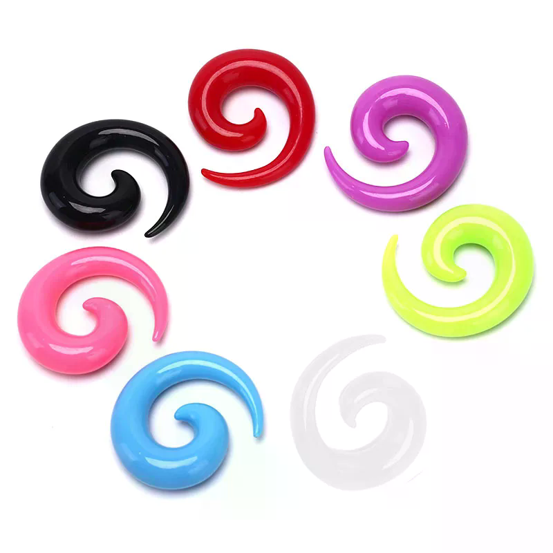 Body Jewelry Quality - 16-teiliges Set Spiral-Tunnel-Ohrdehner, Expander, Dehnungs-Plug, Schneckenform,