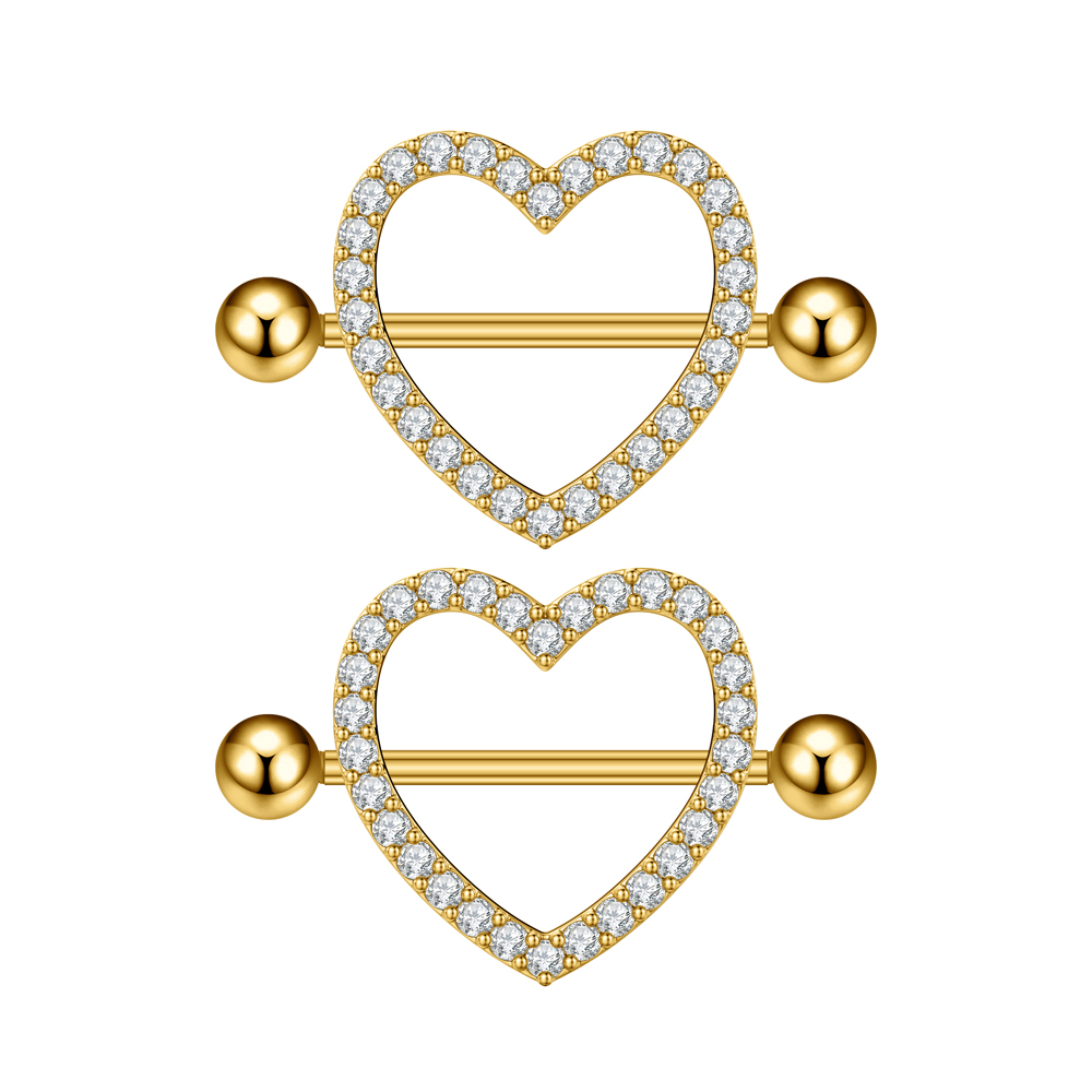 Body Jewelry Nipple Rings - 2 Stück Beidseitig Verschraubte Herz-Nippelpiercings 5
