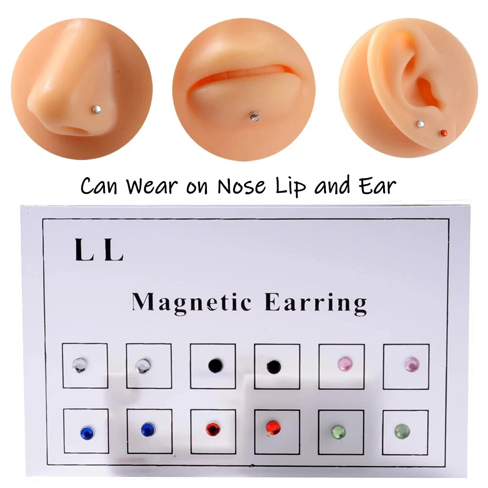 Body Jewelry Lip Ring - 12PCS/Karte Gefälschte Cheater Nicht Durchbohrten Magnet