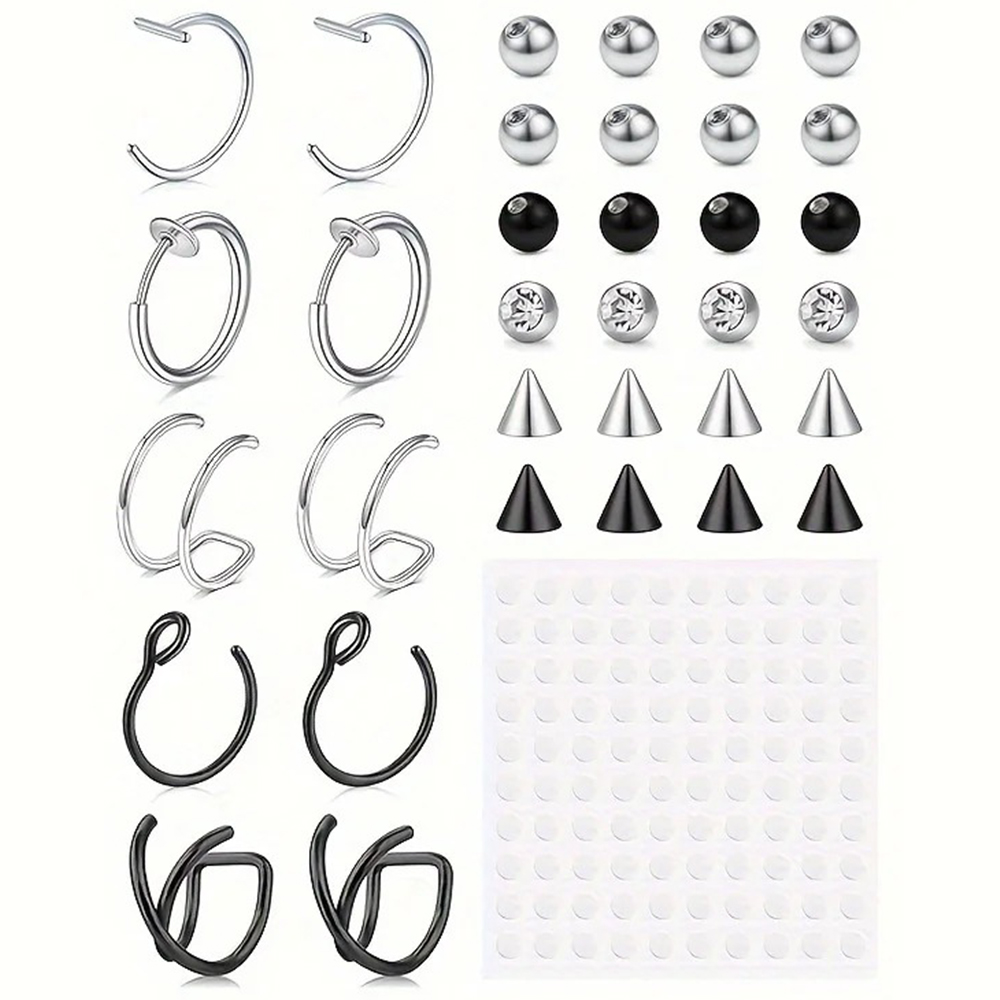 Body Jewelry Piercing - Fake-Piercings, Fake-Lippenring, Fake-Nasenring, Fake-Schlangenbeißer, Fake-Augenbrauenpiercing, Ohrklemme,
