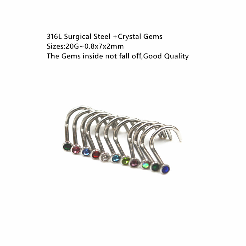 Body Jewelry Good Quality - 50 Stück 20Gx7x2mm Edelsteine Innen Nasenringe