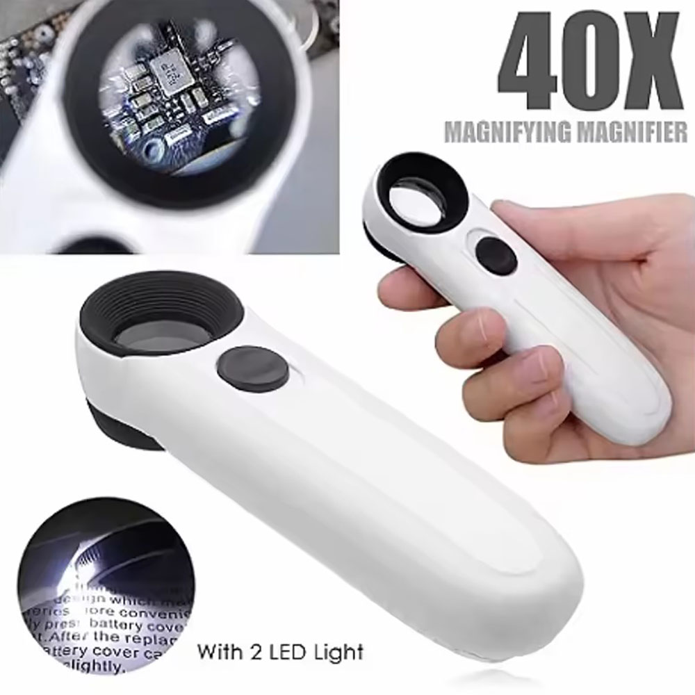 Body Jewelry Websites - 40-fache Lupe mit 2 LED-Leuchten zur