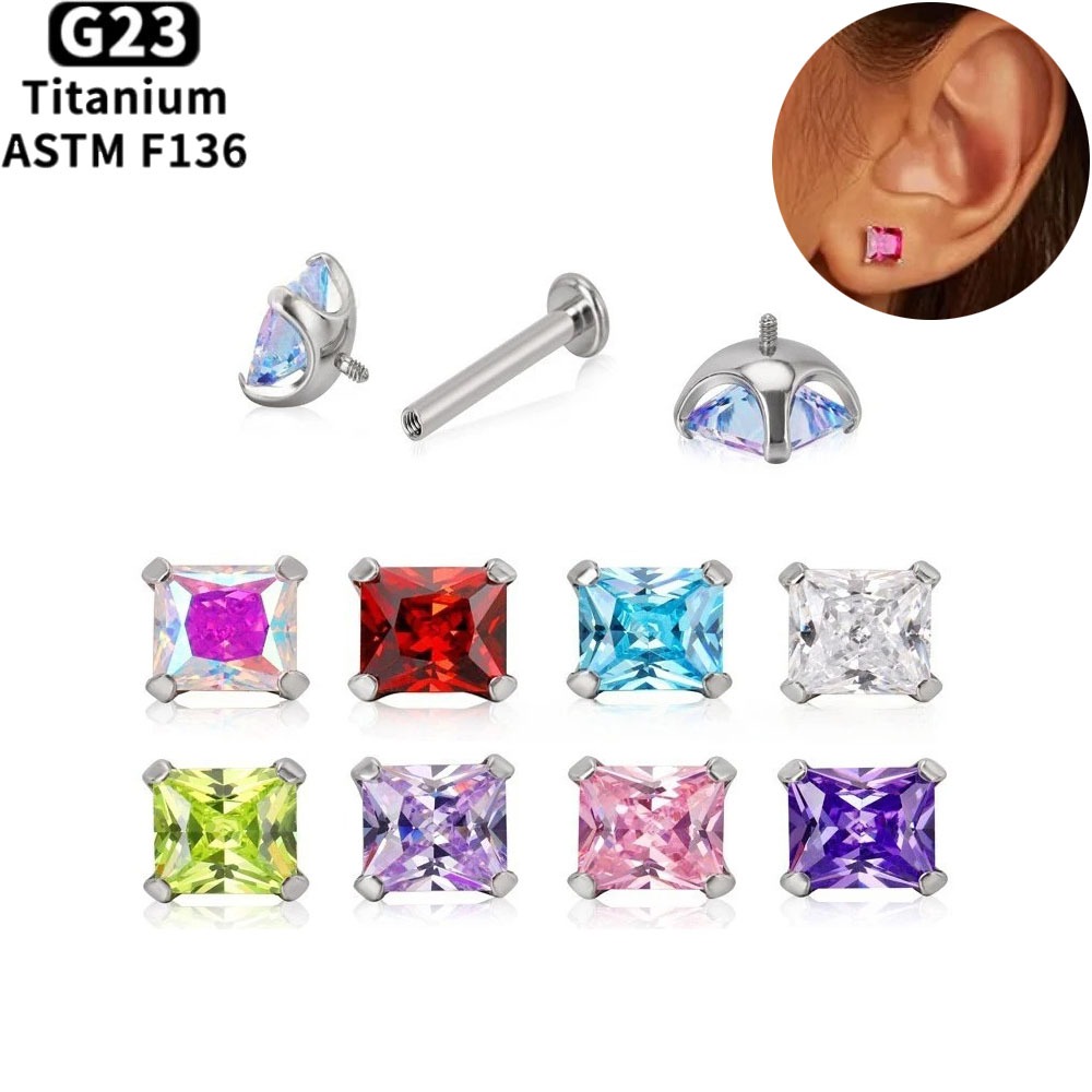 Body Jewelry Lip Ring - ASTM F136 Titan-Lippenpiercingringe mit Innengewinde, Zirkon-Nasenstecker,