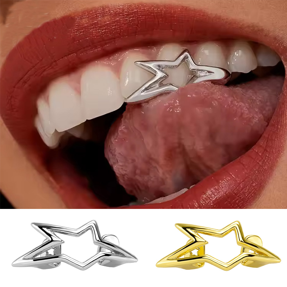 Body Jewelry Men - YOUNGX Cyber Punk Unregelmäßige Hohlstern-Zahnkappen für