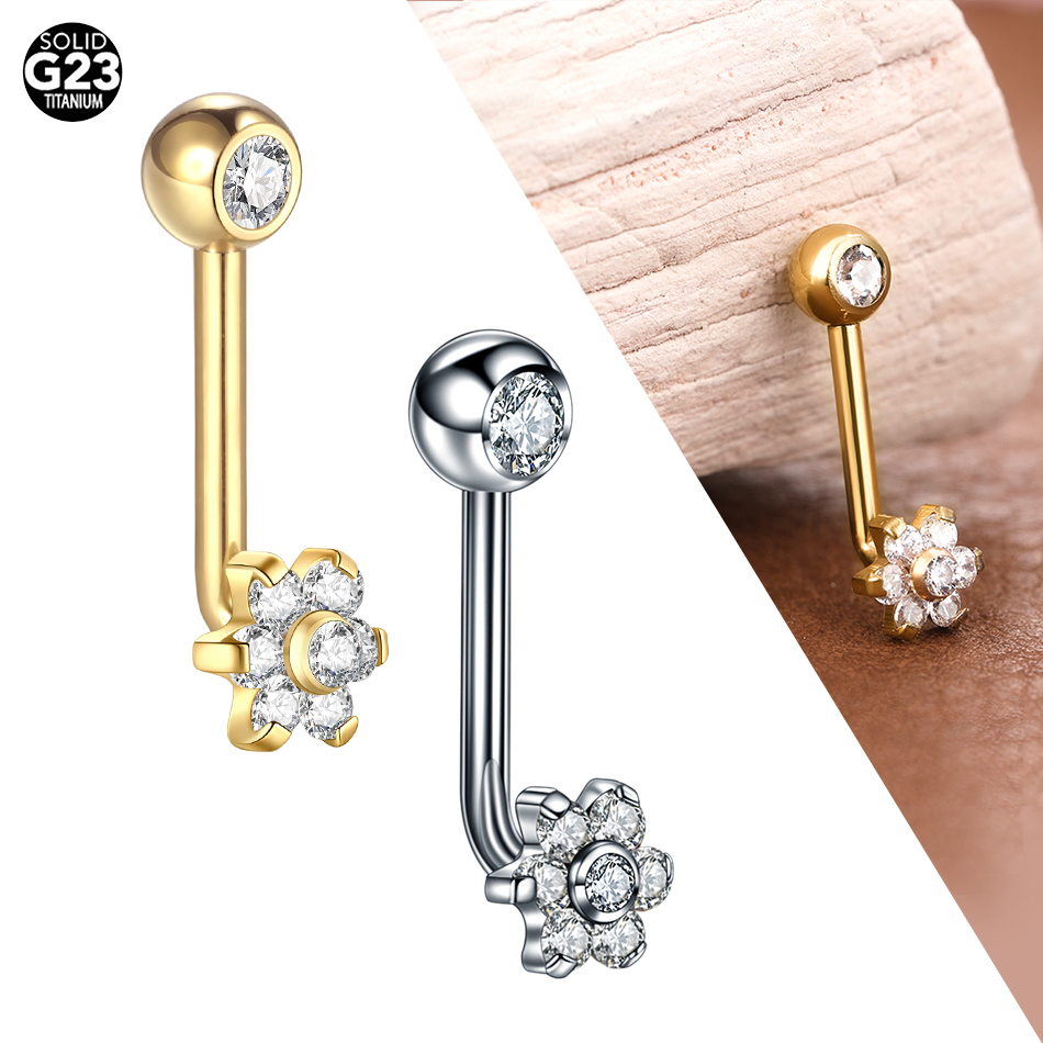 Body Jewelry Vch - 1/5PCS Titan CZ Kristall Blume Christina