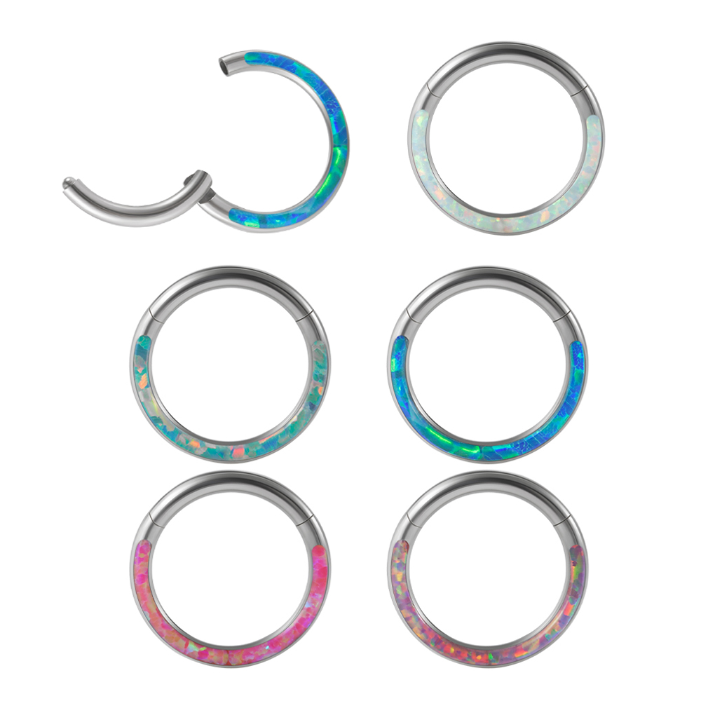 Body Jewelry Quality - 1PC Chirurgenstahl Opal Scharnier Clicker Nase