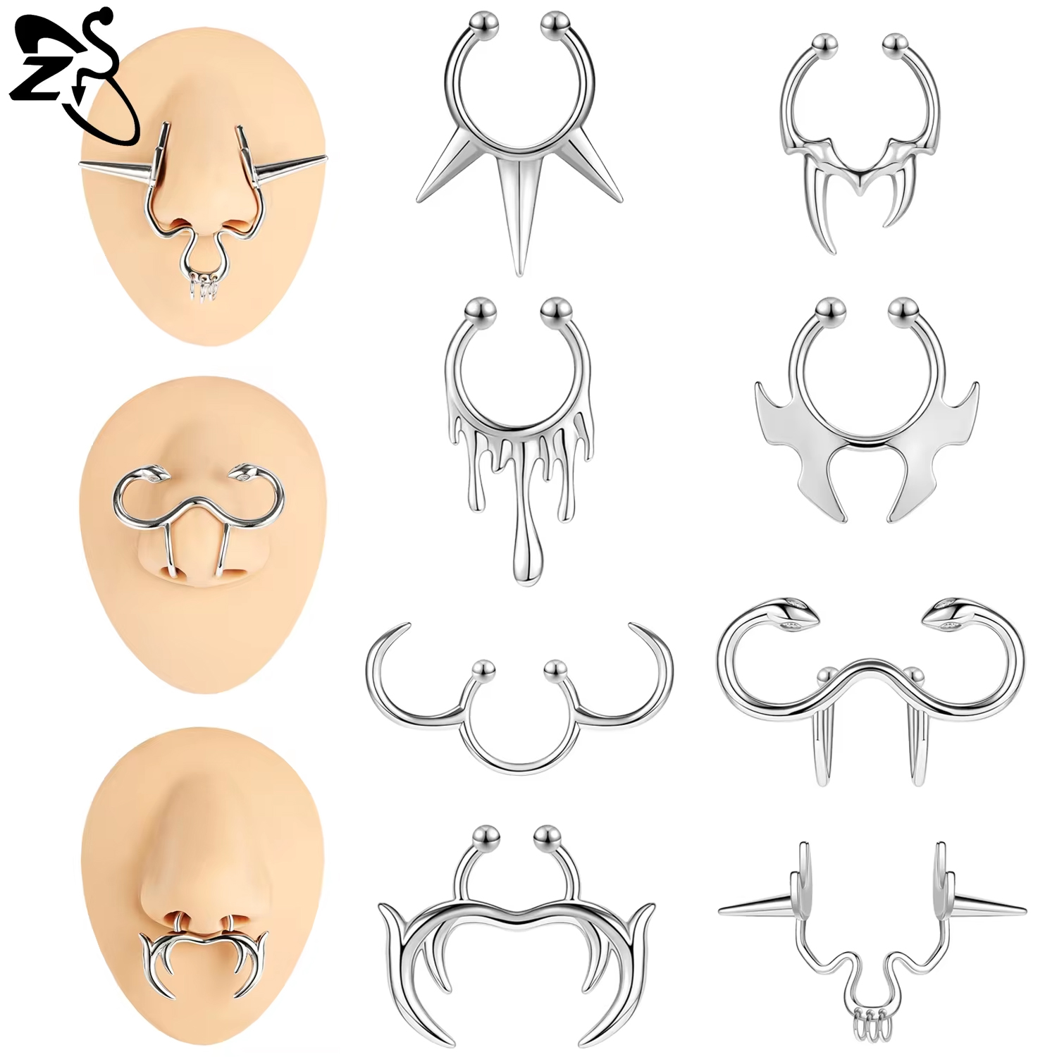 Zs Body Jewelry - ZS 1-teiliger Punk-Stil, gefälschter Septum-Ring für