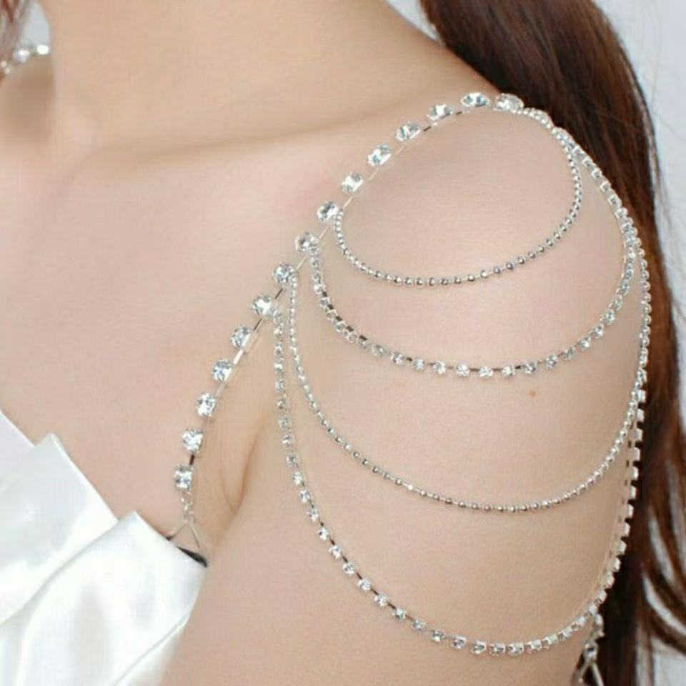Body Jewelry High End - Europäische und amerikanische mehrschichtige Schulterkette, Strass,