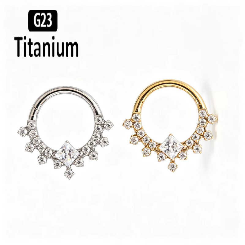Body Jewelry Quality - G23 Titan Hochwertige Flache CZ Septum