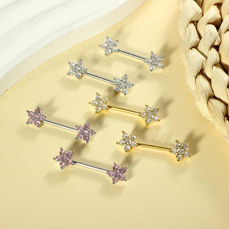 Edelstahl 14G Zirkon Pfirsichh – Body Jewelry Nipple Rings Bewertung und Preis