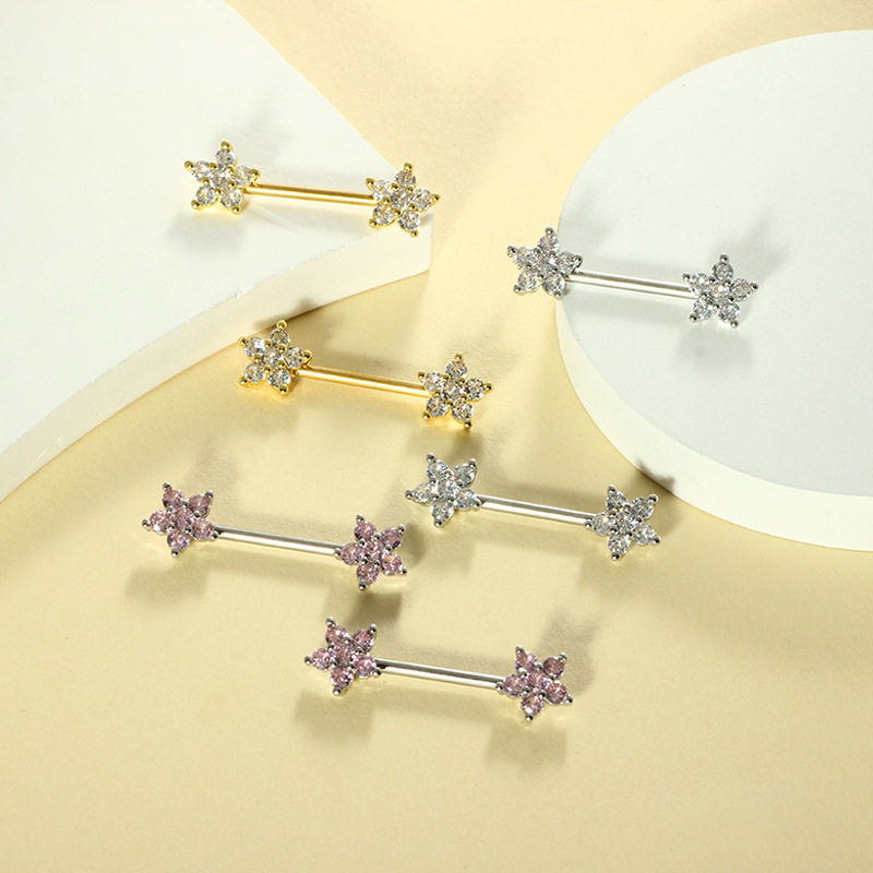 Edelstahl 14G Zirkon Pfirsichh – Body Jewelry Nipple Rings Bewertung und Preis