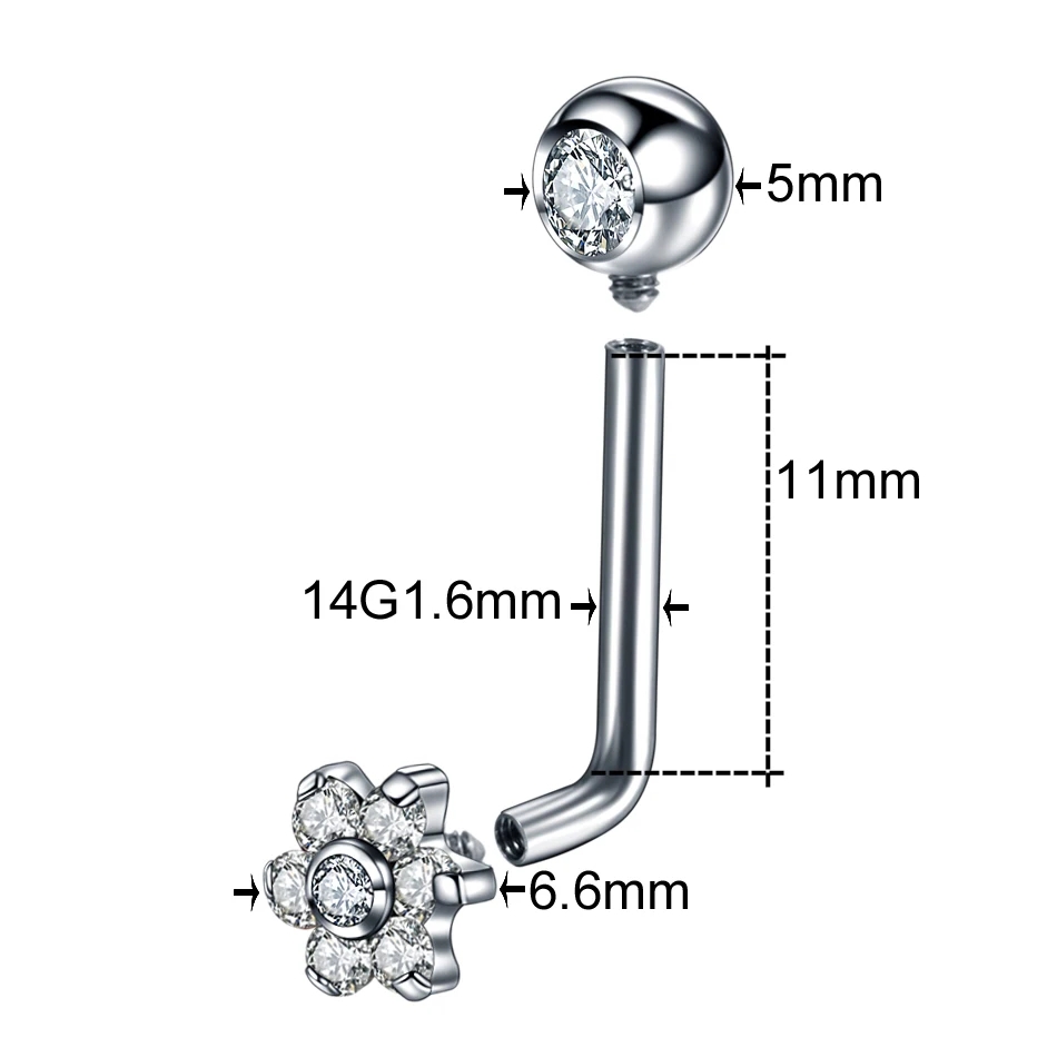 1pc g23 titan kristall blume c – Body Jewelry Vch Bewertung und Preis